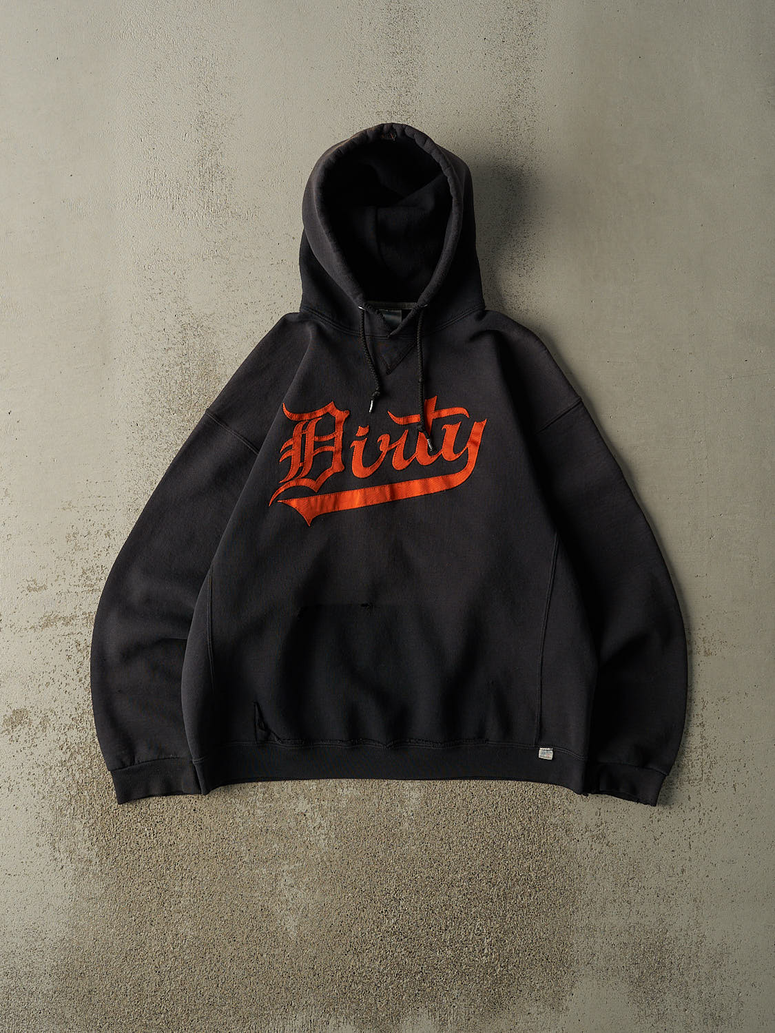 Vintage Y2K Faded Black Russell Athletic Embroidered Hoodie (L)