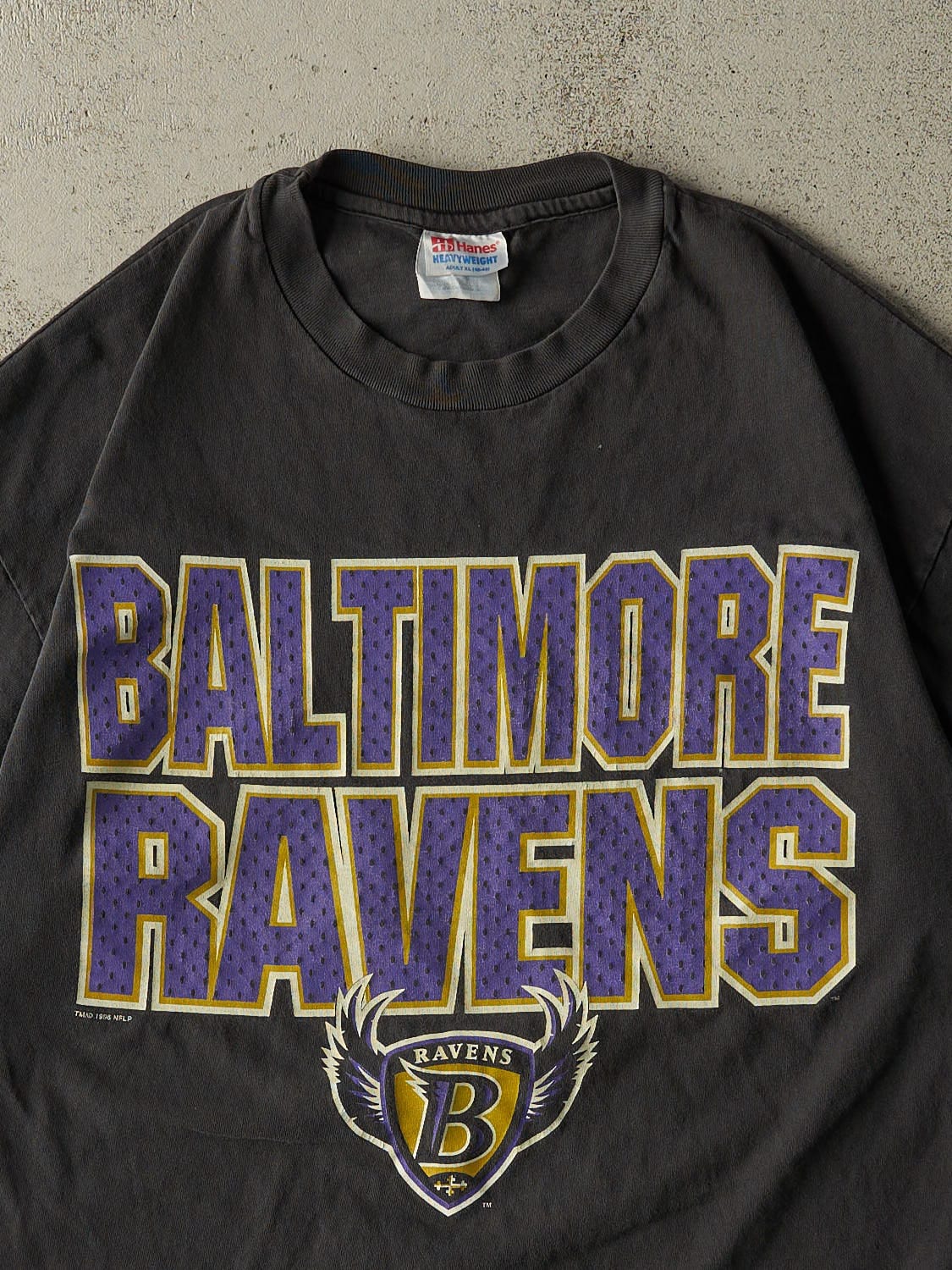 Vintage 96' Faded Black Baltimore Ravens Single Stitch Tee (L/XL)