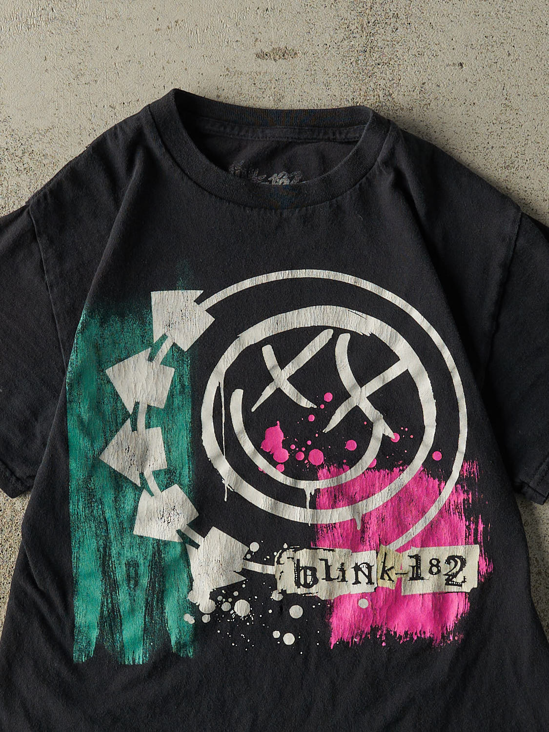 Vintage Y2K Faded Black Blink-182 Baby Tee (XXS/XS)