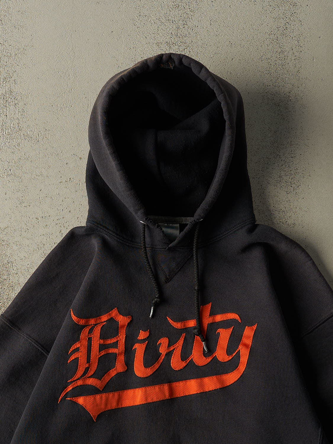 Vintage Y2K Faded Black Russell Athletic Embroidered Hoodie (L)