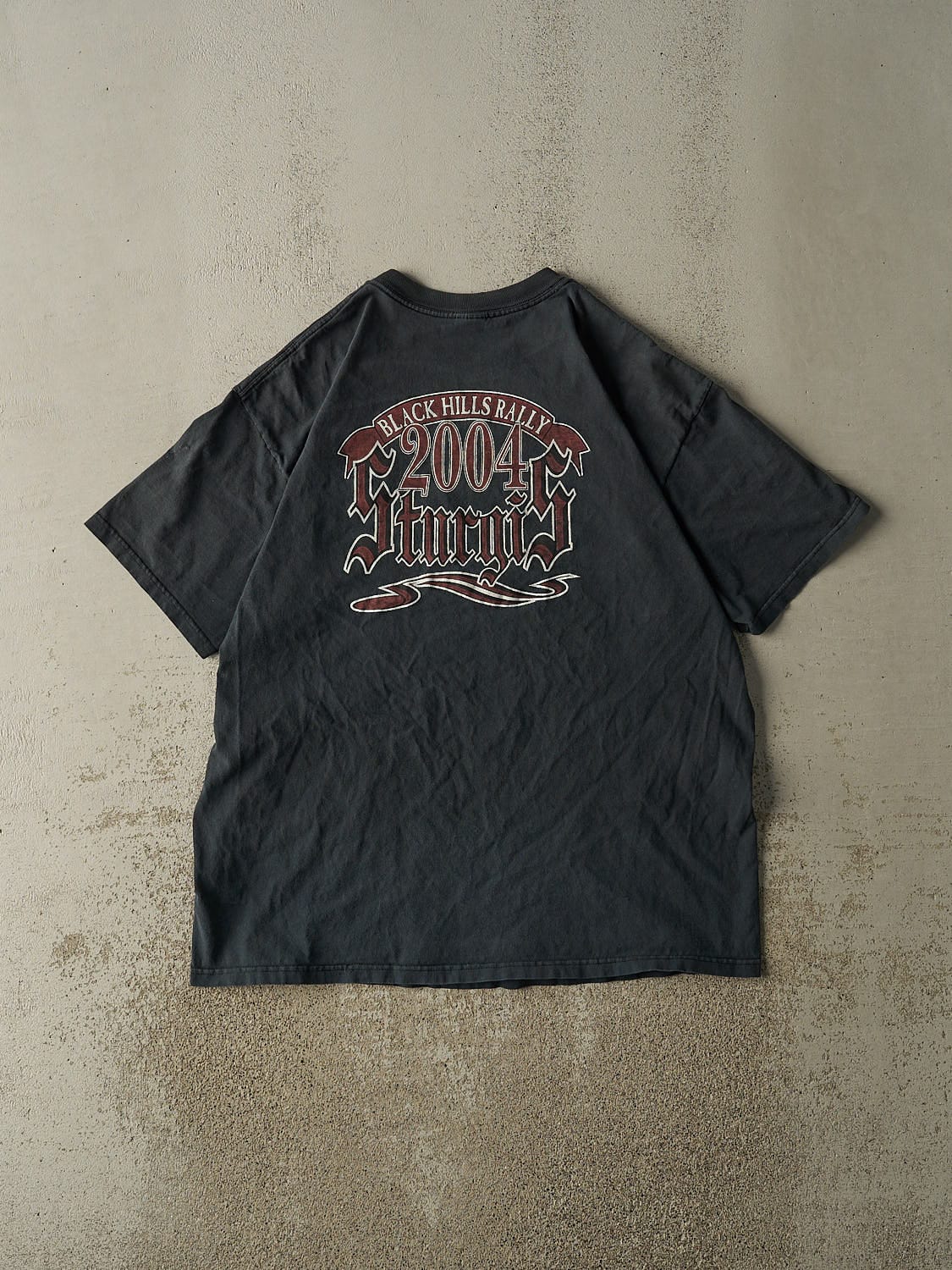 Vintage 04' Faded Black Sturgis  Black Hills Rally Embroidered Tee (XL)