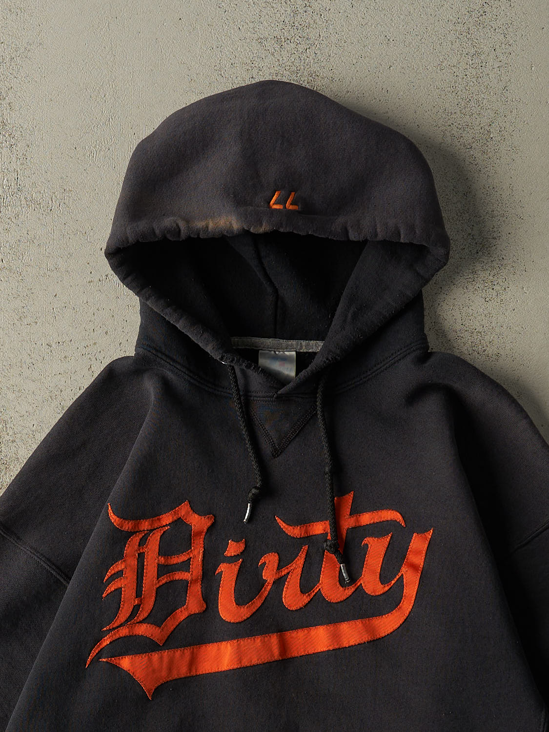Vintage Y2K Faded Black Russell Athletic Embroidered Hoodie (L)