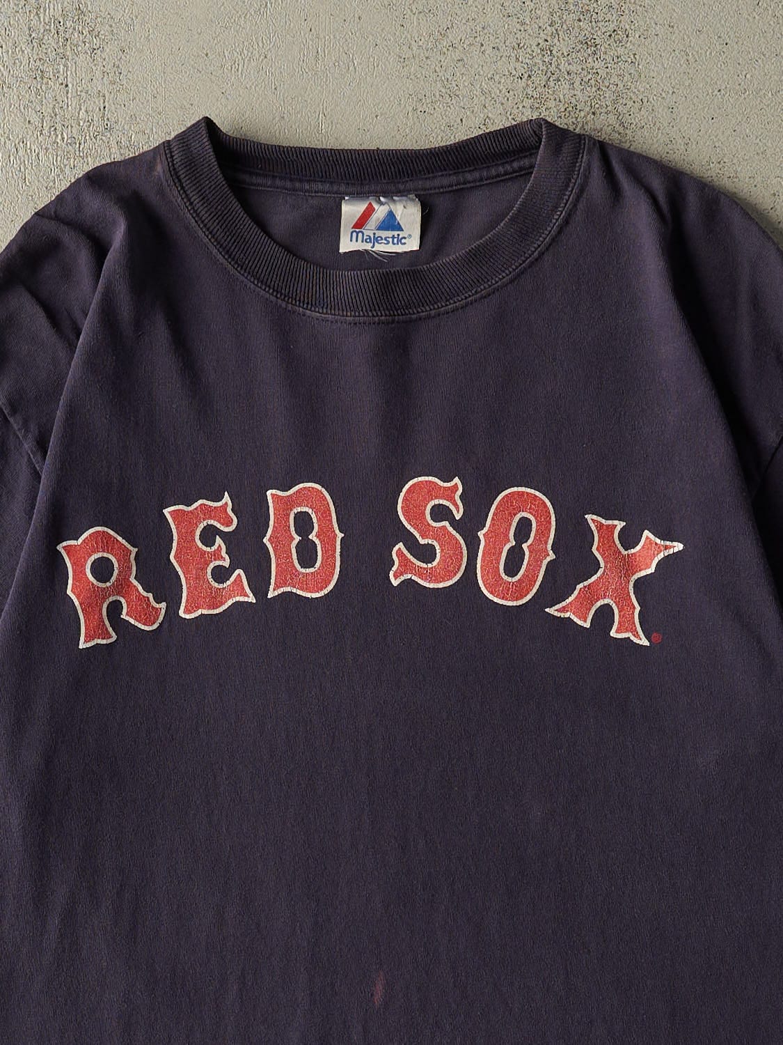 Vintage 04' Sun Faded Navy Boston Red Sox #34 David Ortiz Tee (M/L)