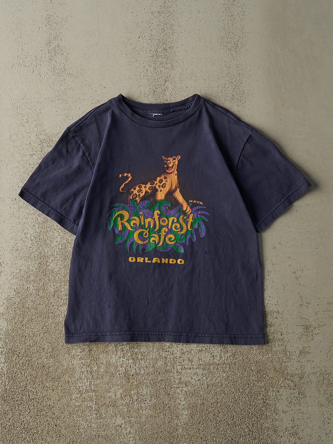 Vintage 90s Navy Blue Rainforest Cafe Orlando Baby Tee (XS/S)