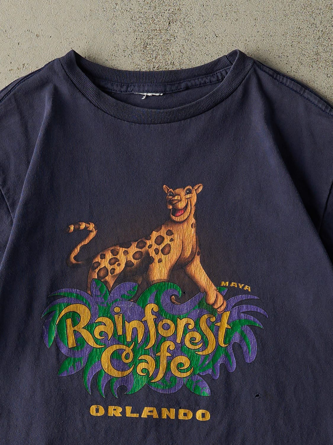 Vintage 90s Navy Blue Rainforest Cafe Orlando Baby Tee (XS/S)
