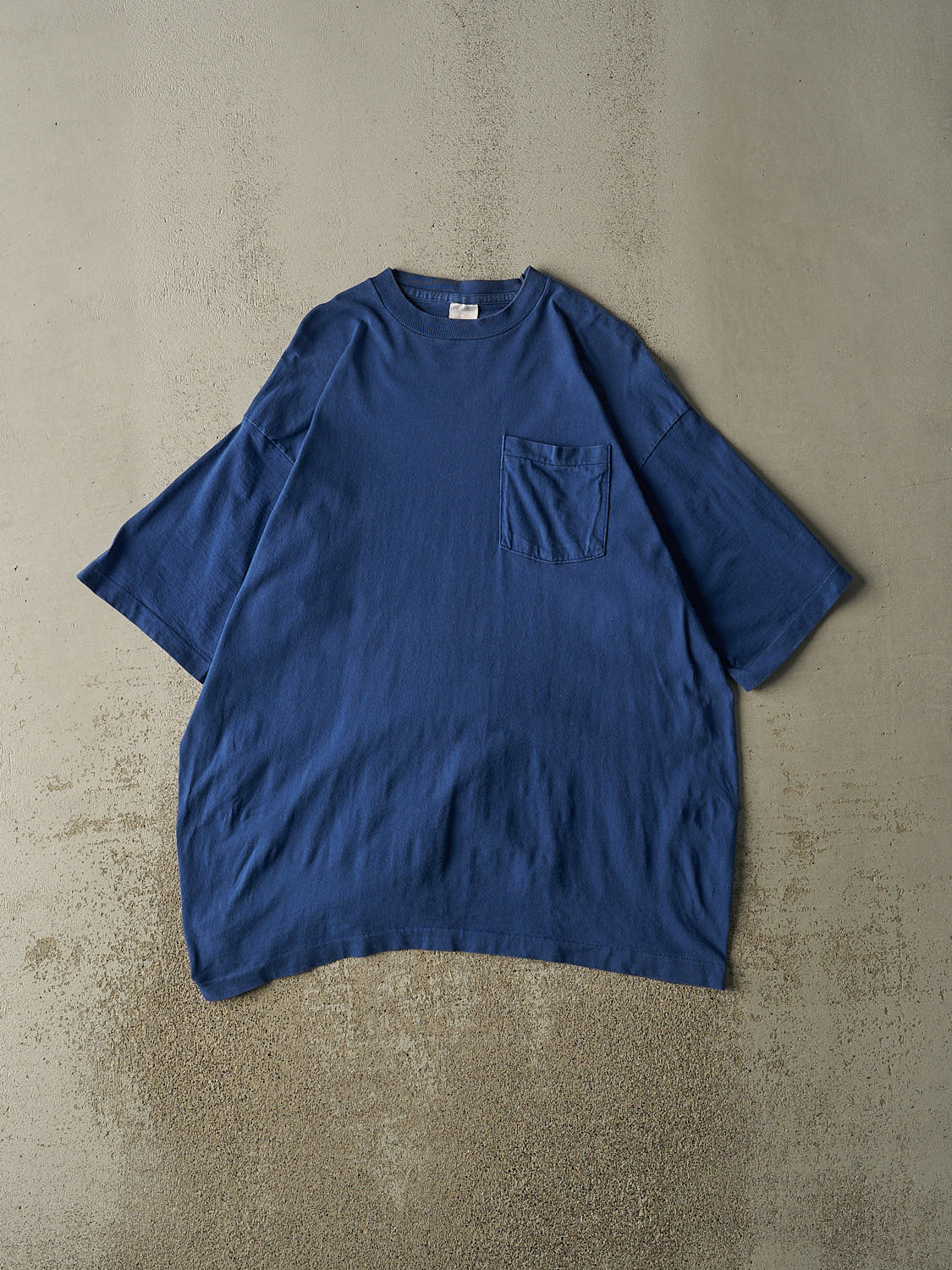 Vintage 80s Blue Blank Pocket Single Stitch Tee (XL)