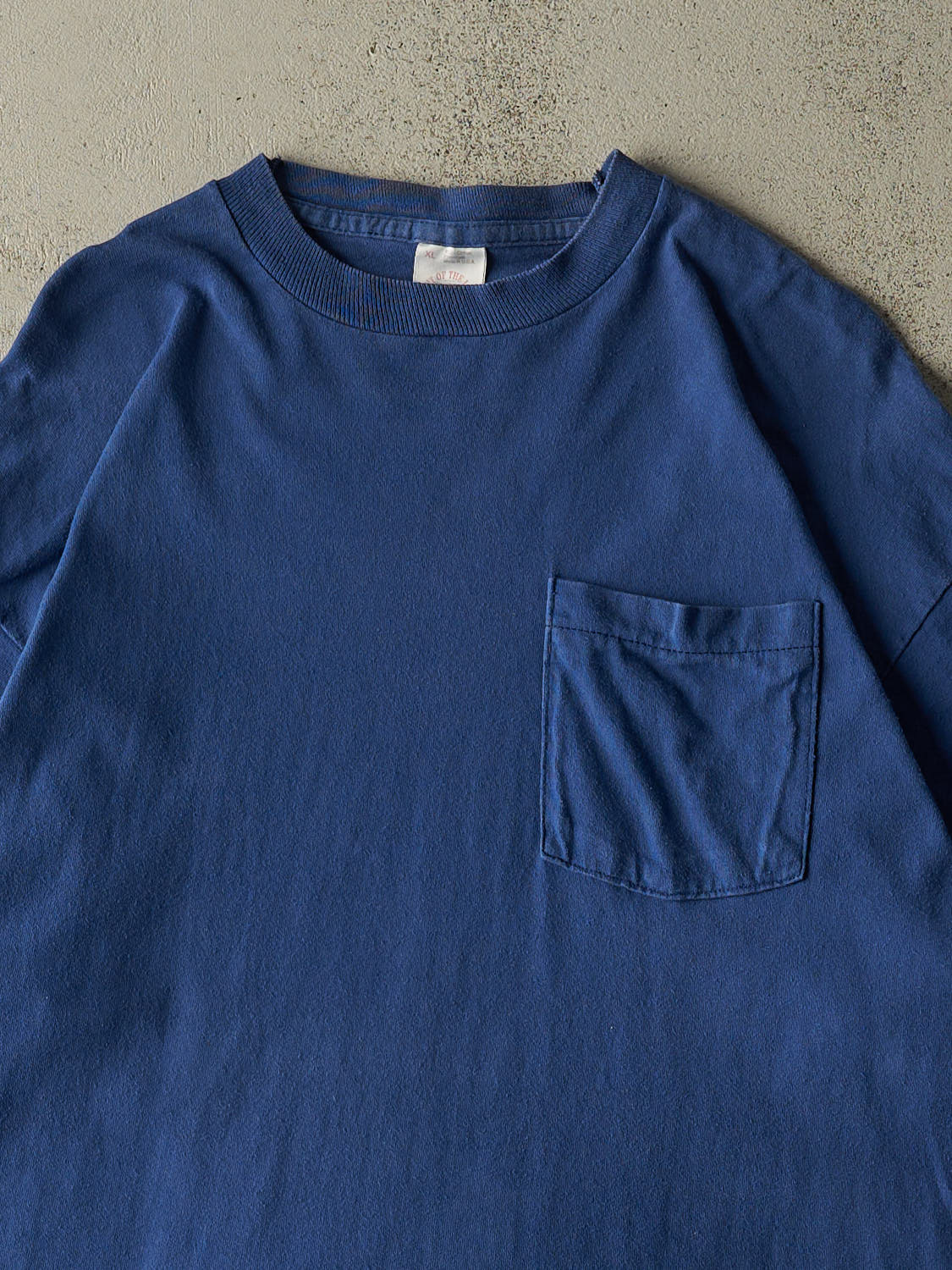 Vintage 80s Blue Blank Pocket Single Stitch Tee (XL)