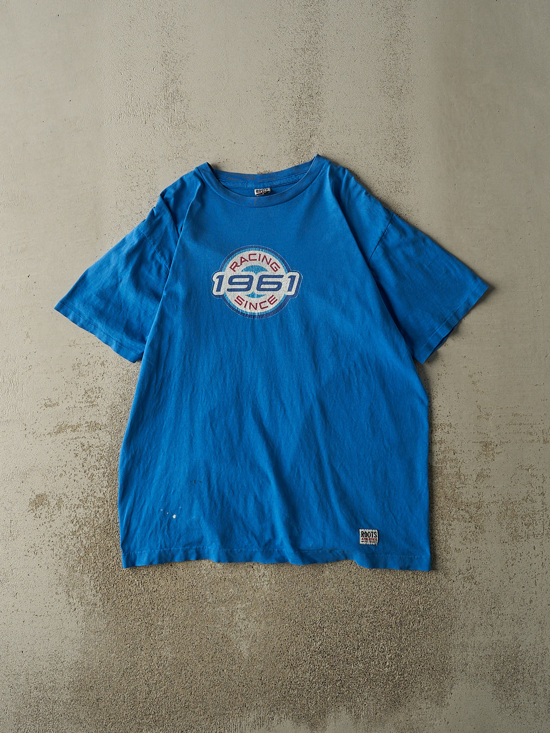 Vintage Y2K Blue Roots Racing Single Stitch Tee (XL)