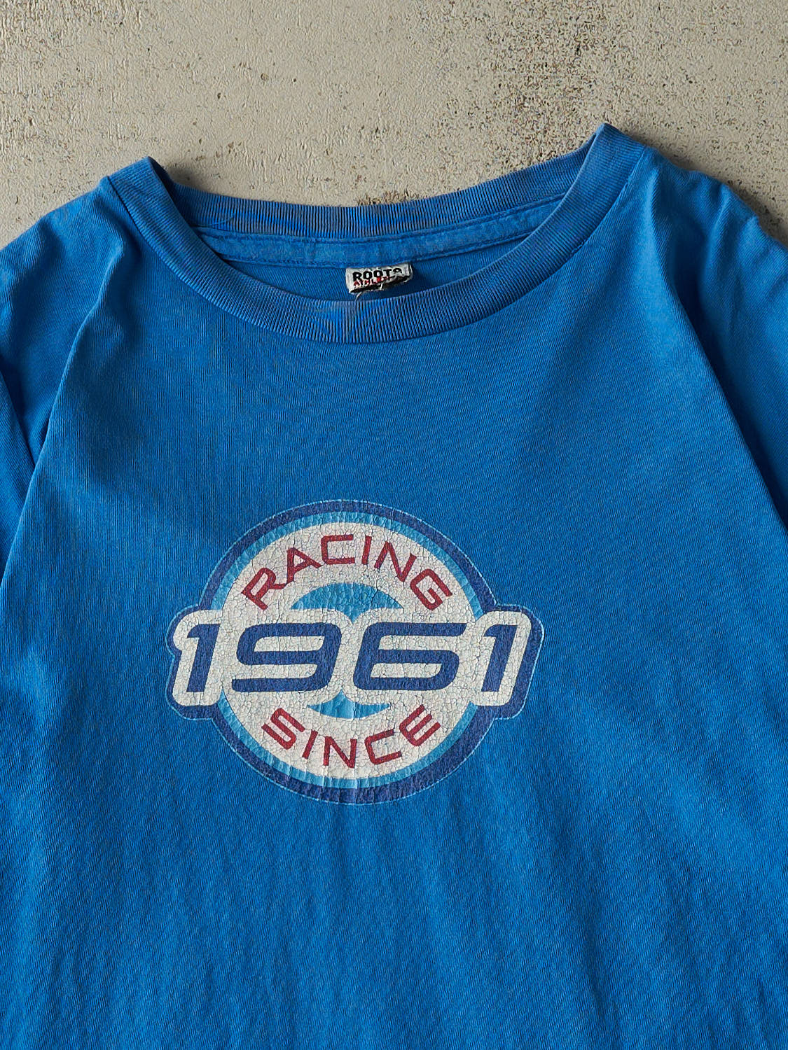 Vintage Y2K Blue Roots Racing Single Stitch Tee (XL)