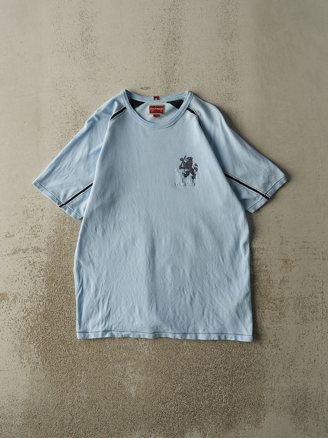Vintage Y2K Baby Blue Tommy Hilfiger Embroidered Tee (L/XL)