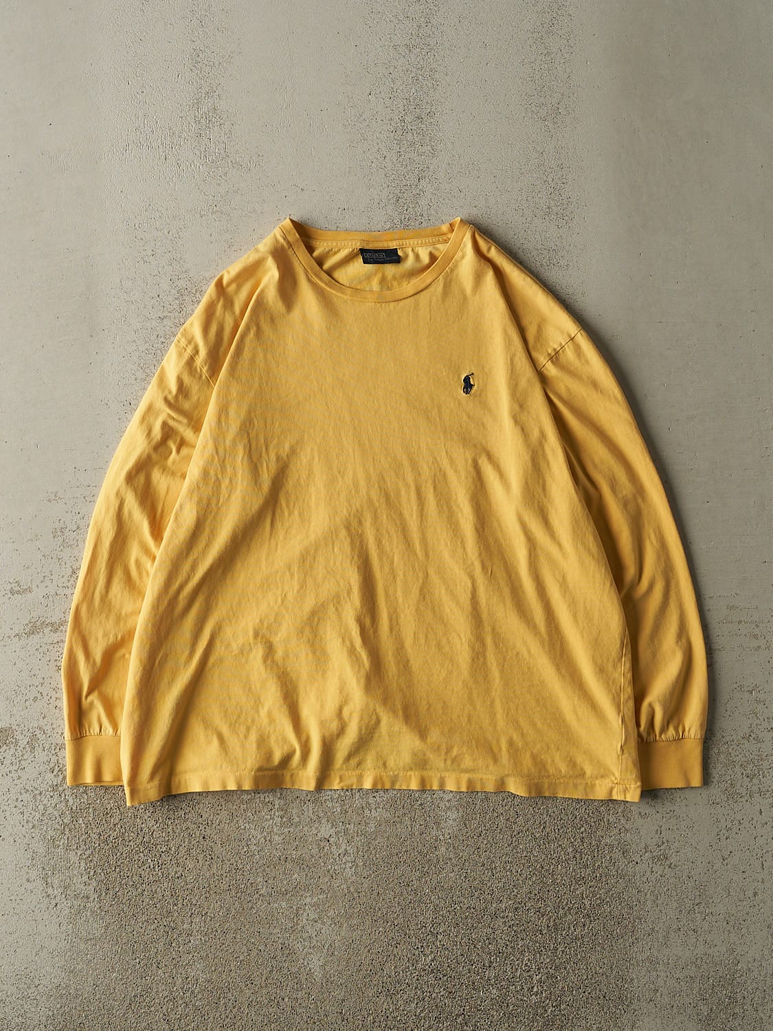 Vintage 90s Yellow Polo Embroidered Long Sleeve (XL)
