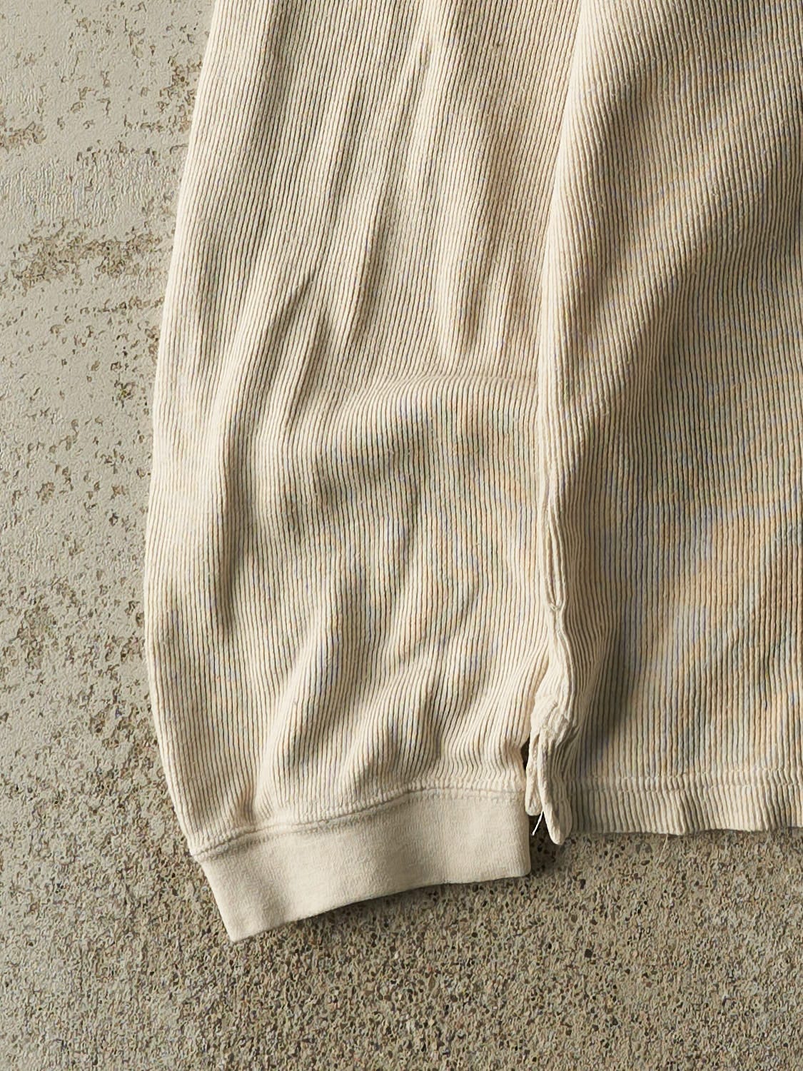 Vintage 90s Beige Chaps Embroidered Textured Long Sleeve (XL)