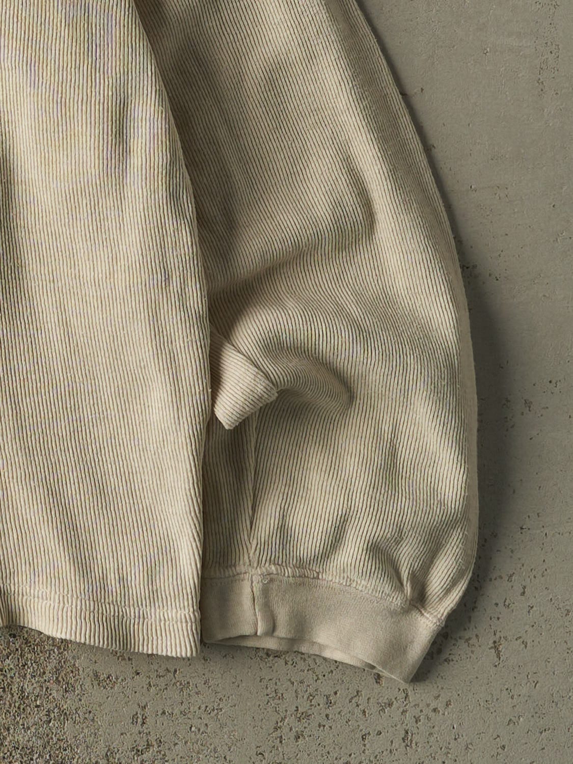 Vintage 90s Beige Chaps Embroidered Textured Long Sleeve (XL)