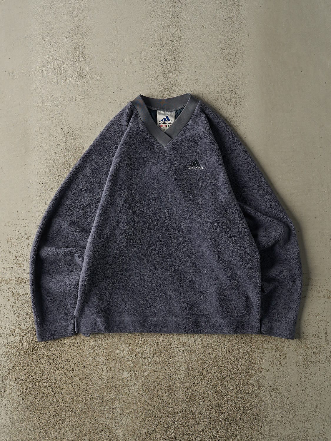Vintage 90s Charcoal Grey Adidas Long Sleeve Fleece (M)