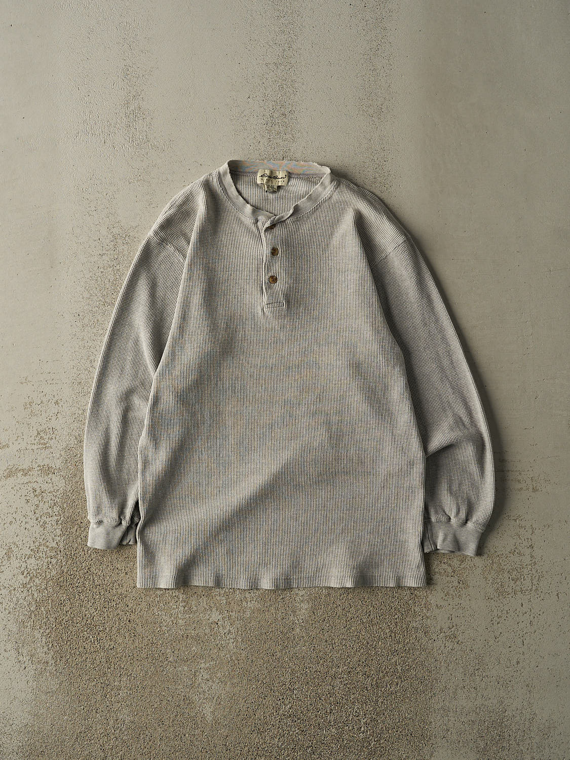 Vintage 90s Grey Eddie Bauer Thermal Quarter Button Long Sleeve (M