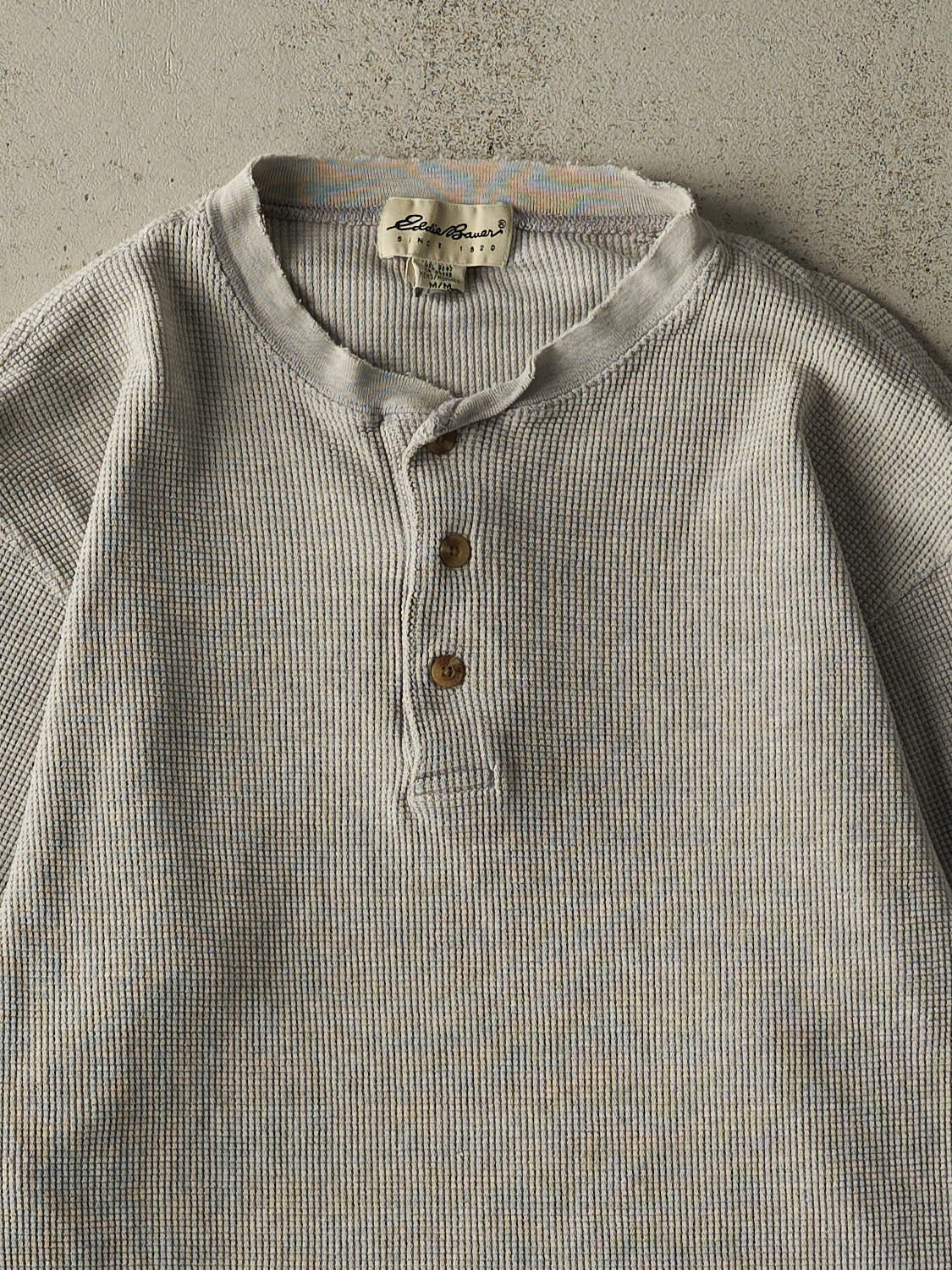 Vintage 90s Grey Eddie Bauer Thermal Quarter Button Long Sleeve (M/L)