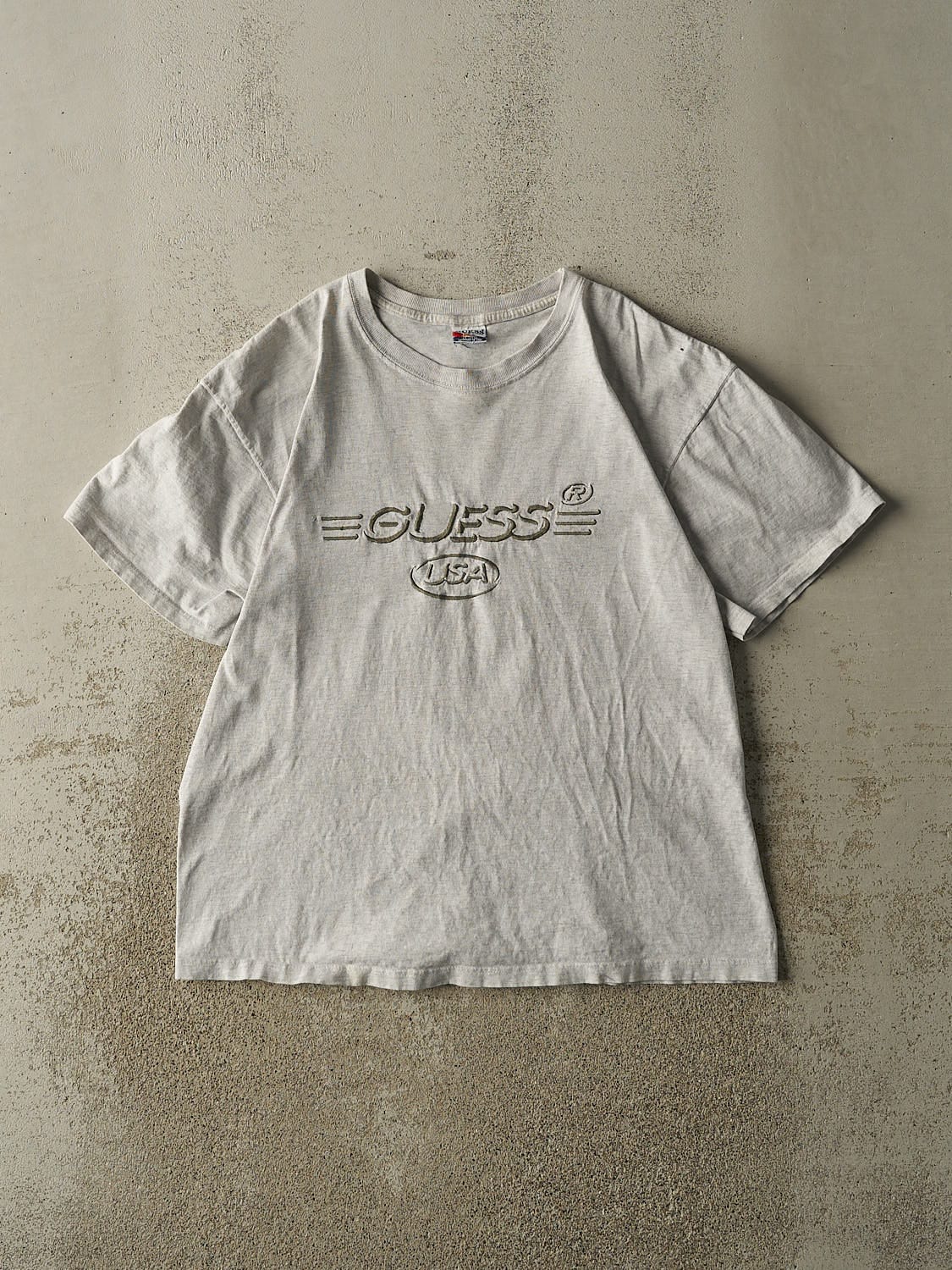 Vintage 90s Heather Grey Guess Embroidered Tee (L)