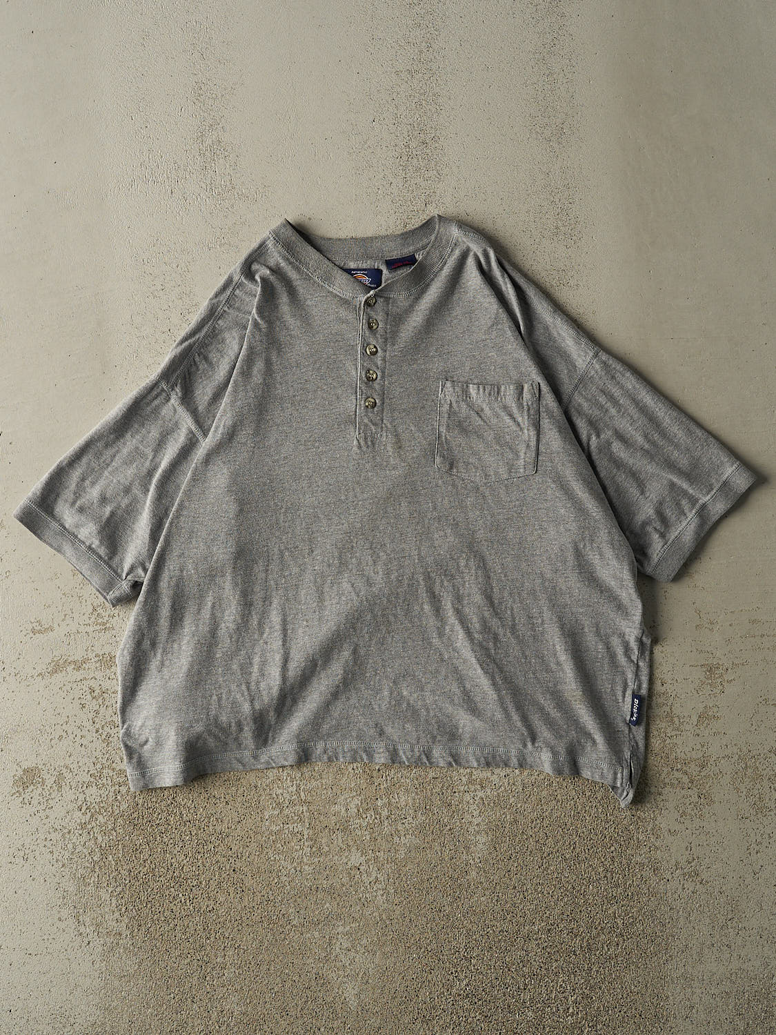 Vintage 90s Grey Dickies Quarter Button Pocket Tee (XL)