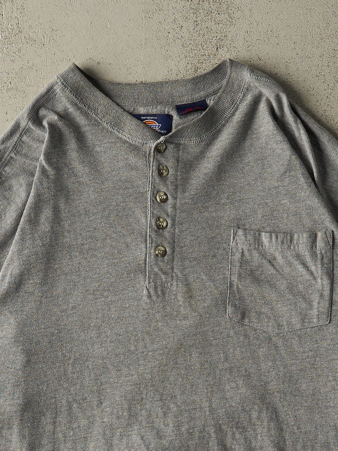 Vintage 90s Grey Dickies Quarter Button Pocket Tee (XL)