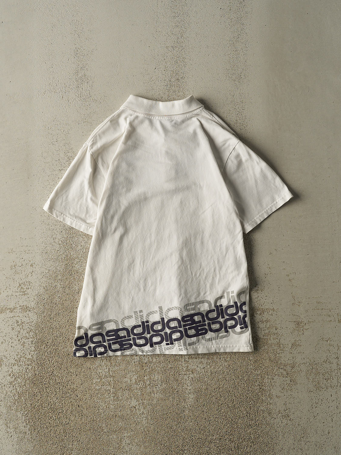 Vintage Y2K White Adidas Embroidered Quarter Button Tee (XS/S)