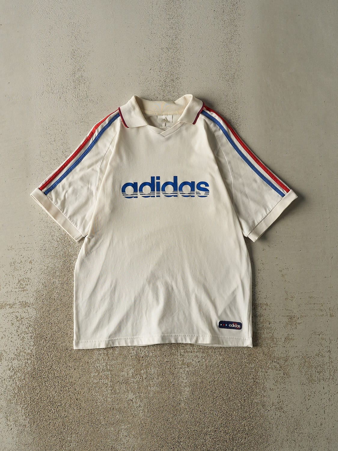 Vintage 90s White Adidas Collared Jersey Tee (S/M)