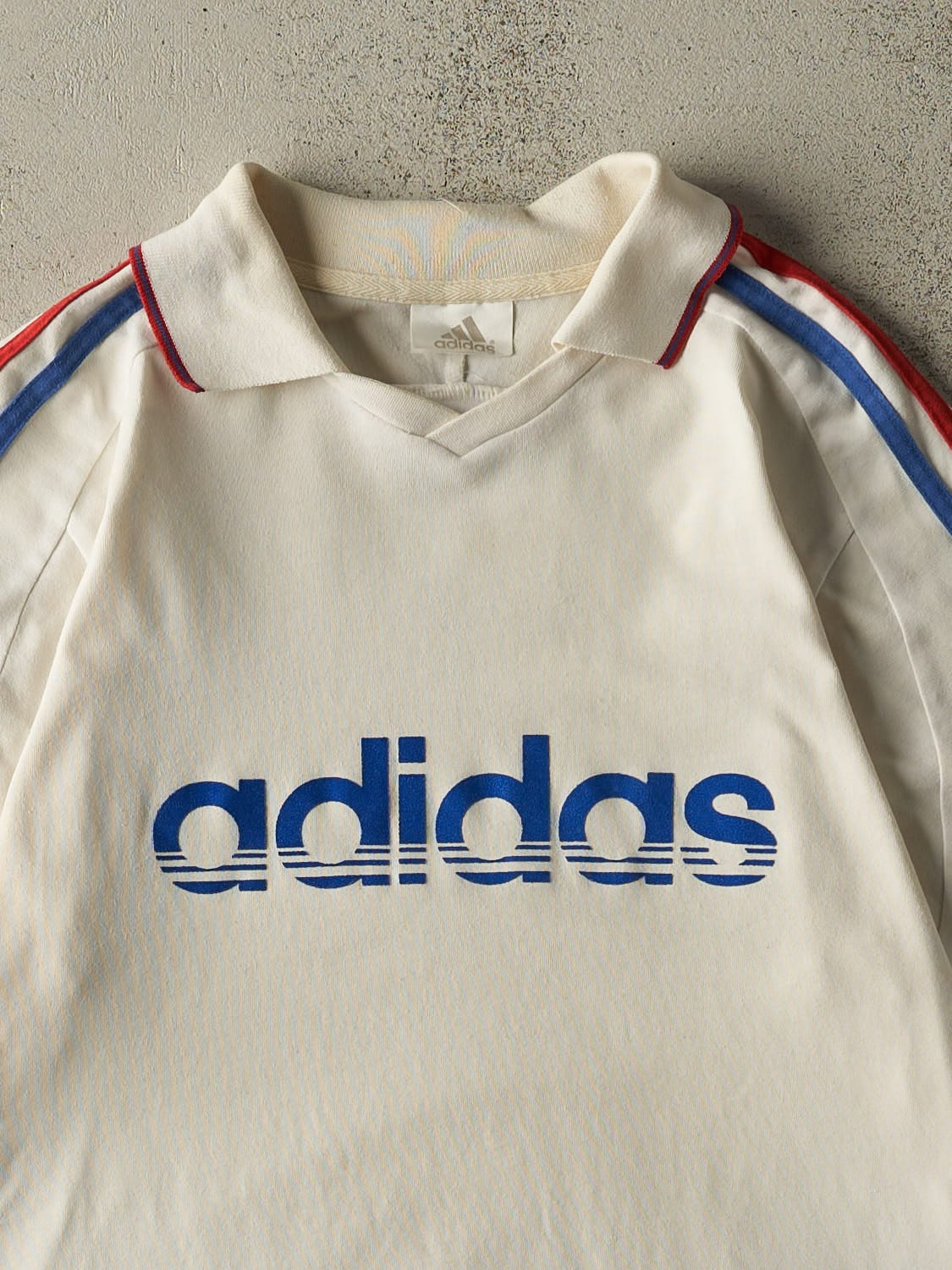 Vintage 90s White Adidas Collared Jersey Tee (S/M)