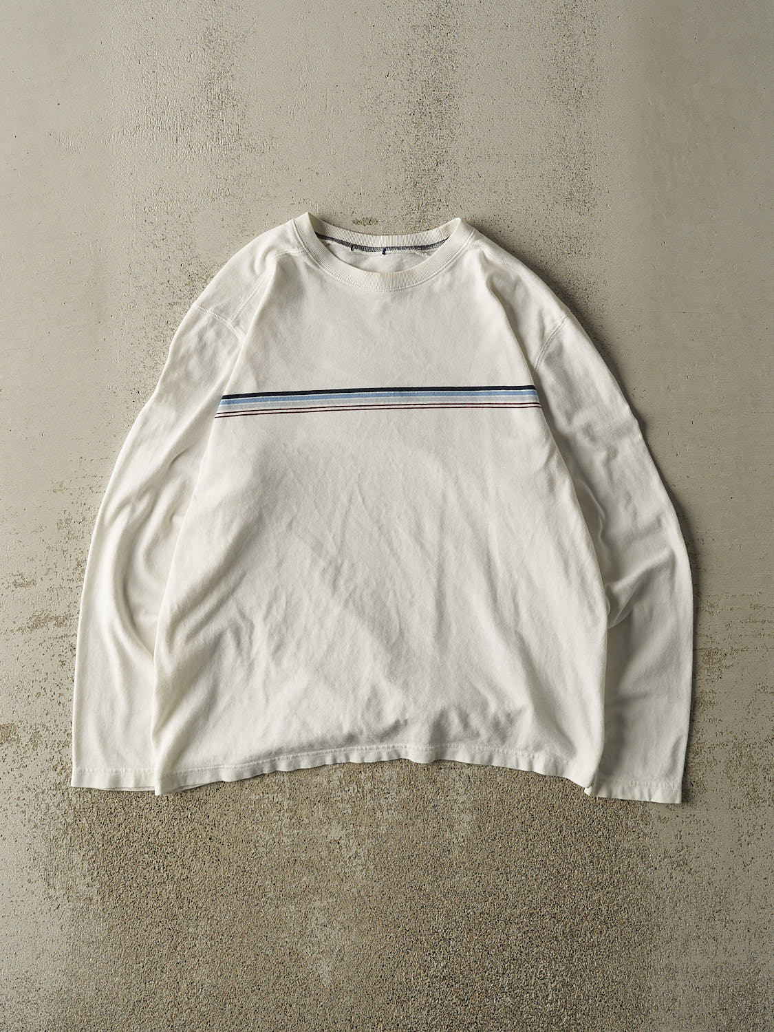 Vintage 90s White Striped Long Sleeve (L)