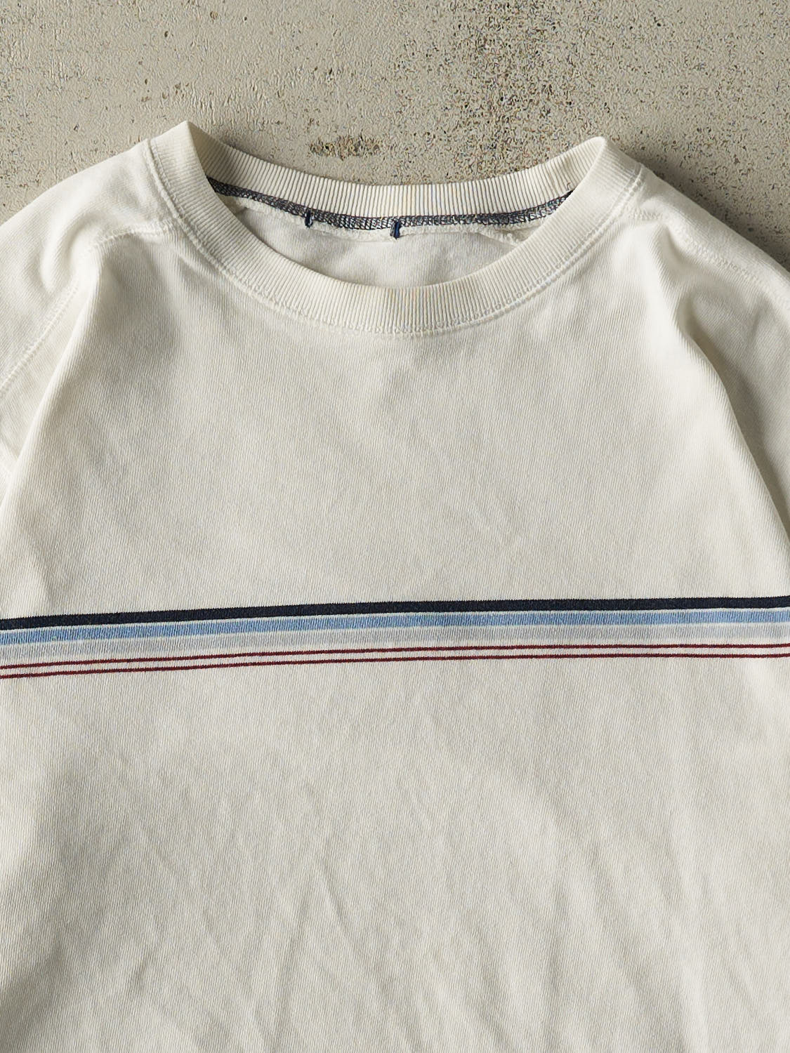 Vintage 90s White Striped Long Sleeve (L)