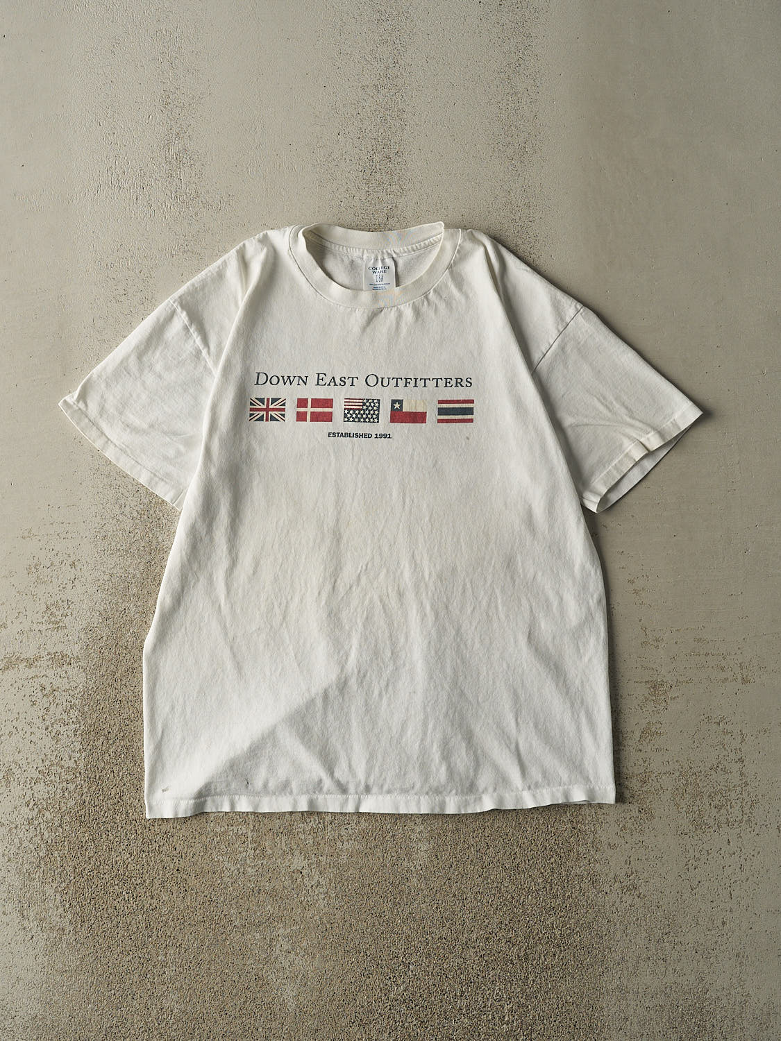 Vintage 90s White Down East Outfitters Single Stitch Tee (L/XL)