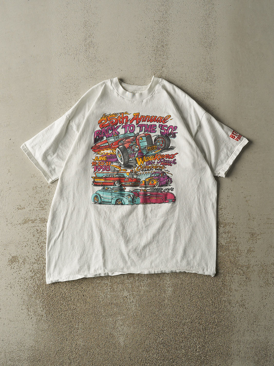 Vintage 98' White "Back to the 50's" Car Tee (L/XL)