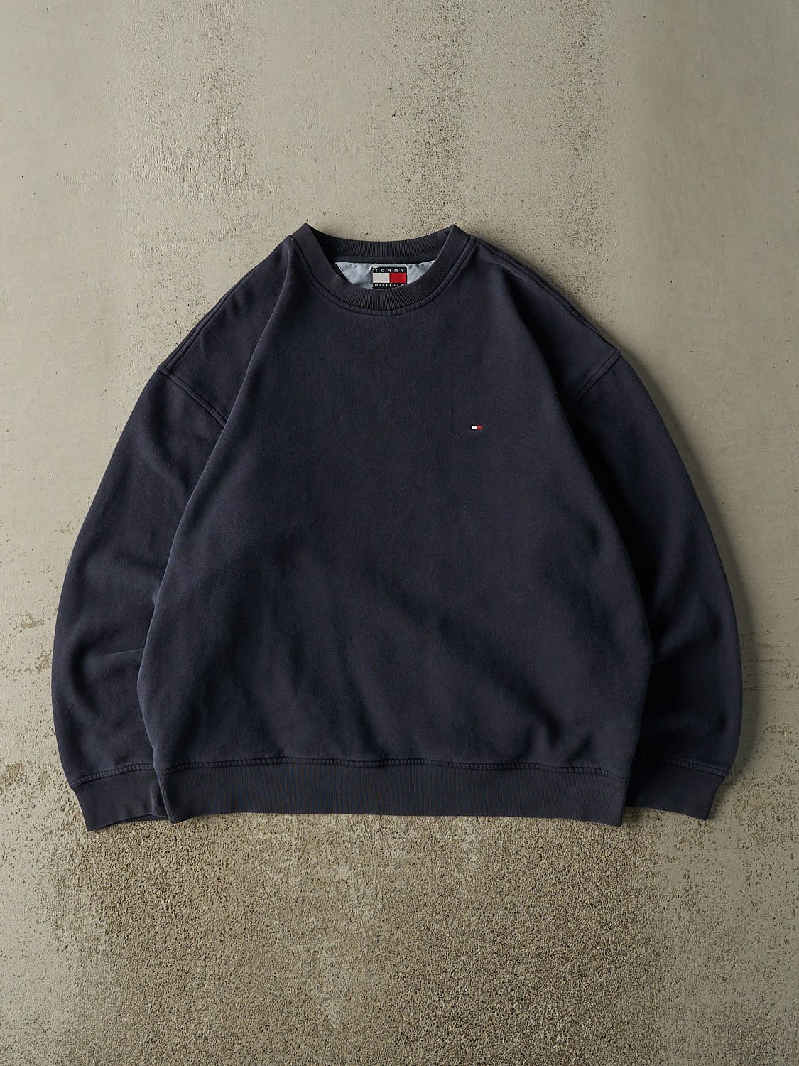 Vintage 90s Navy Blue Tommy Hilfiger Embroidered Crewneck (XL)