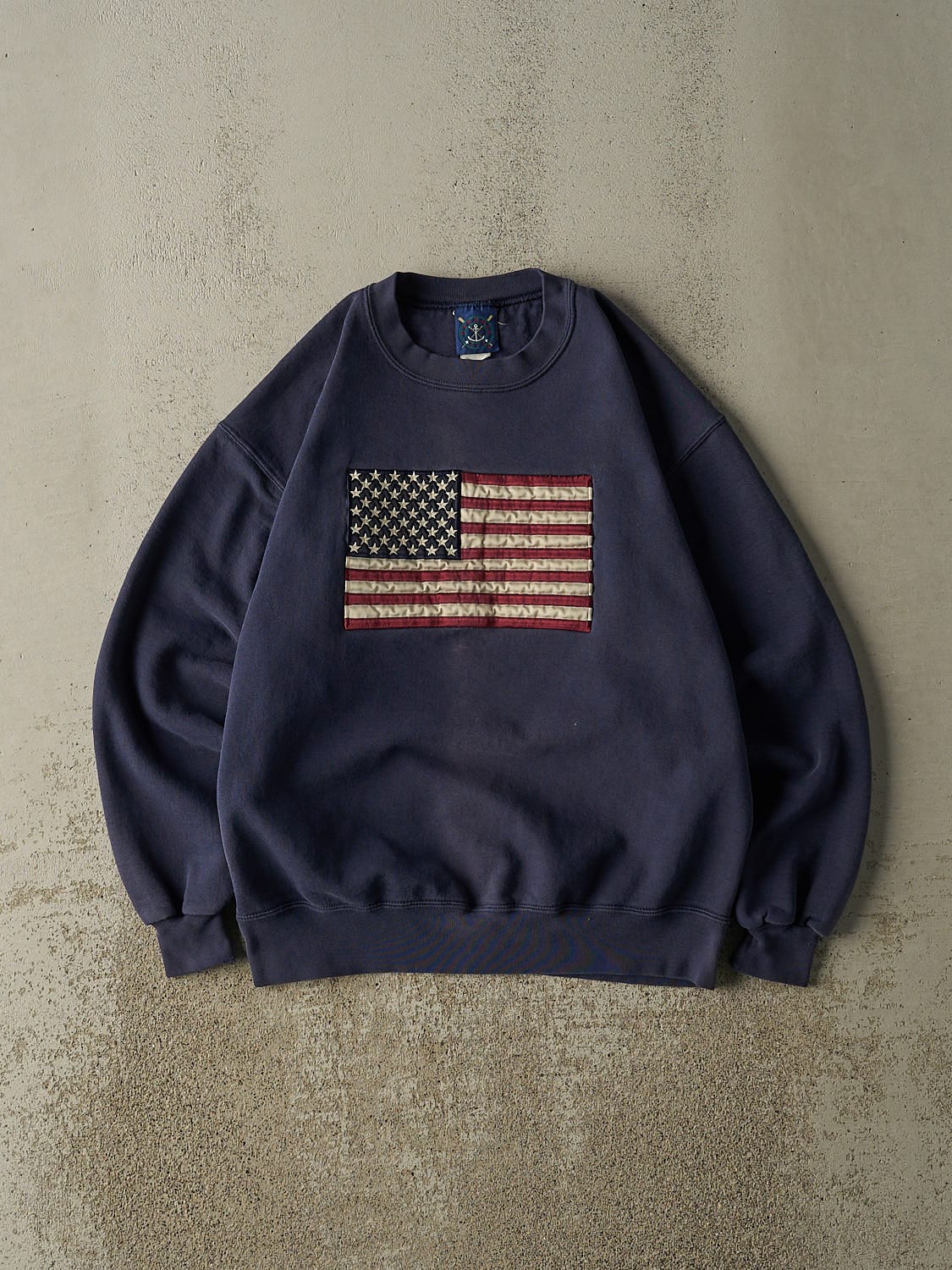 Vintage 90s Navy Blue USA Embroidered Crewneck (M)