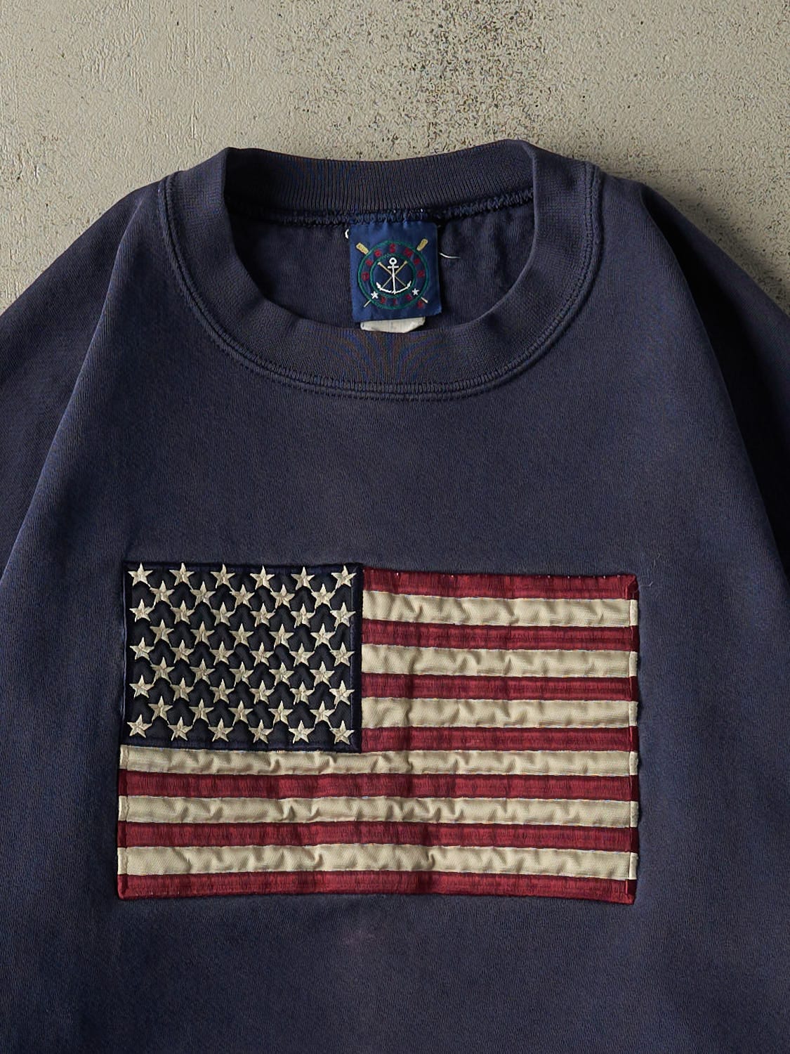 Vintage 90s Navy Blue USA Embroidered Crewneck (M)