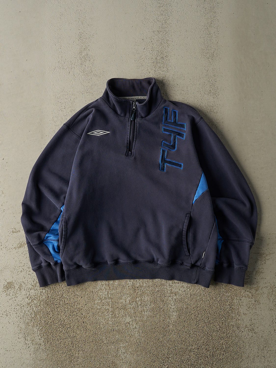Vintage Y2K Navy Blue Umbro Embroidered Quarter Zip (S/M)