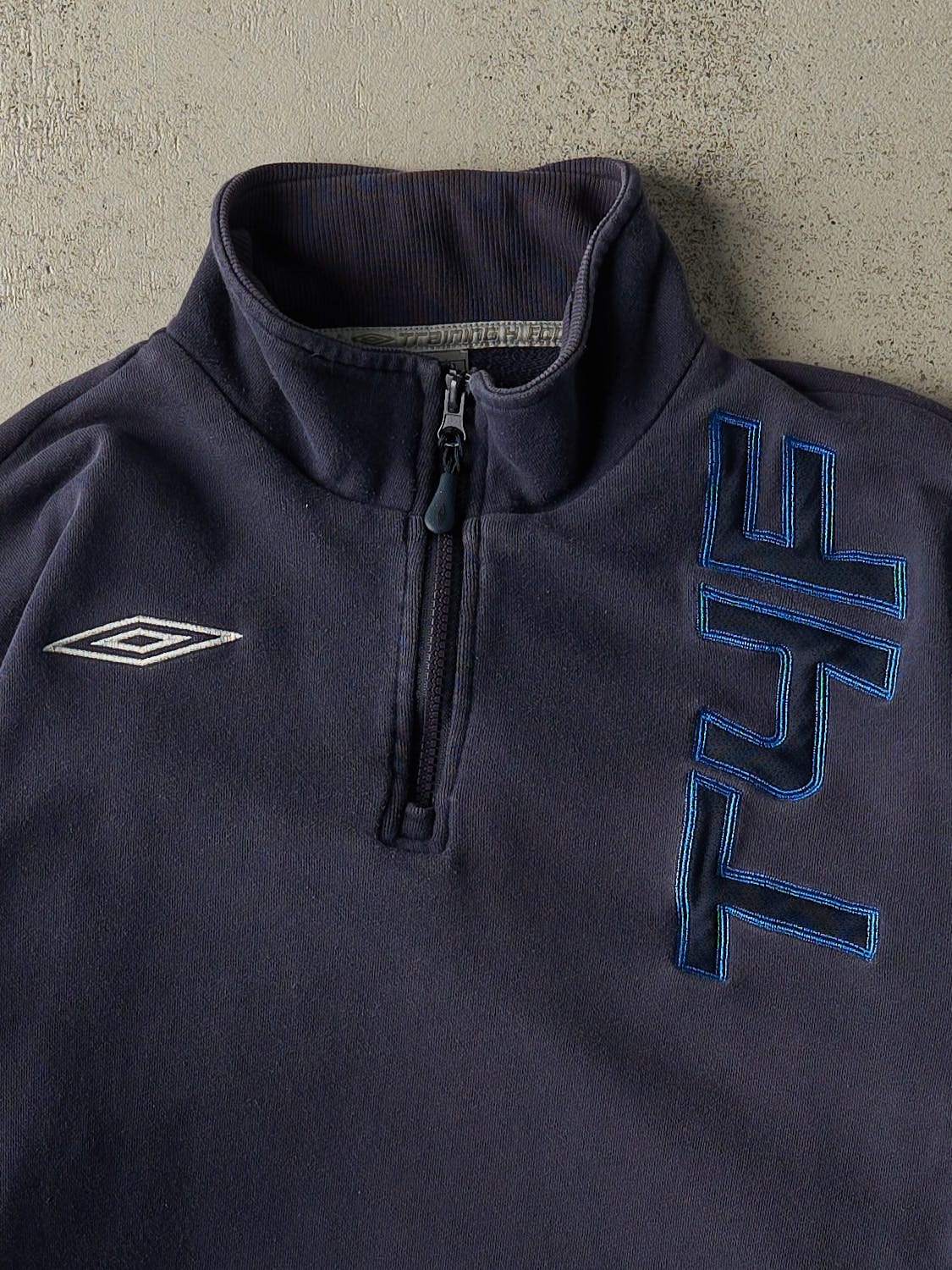 Vintage Y2K Navy Blue Umbro Embroidered Quarter Zip (S/M)