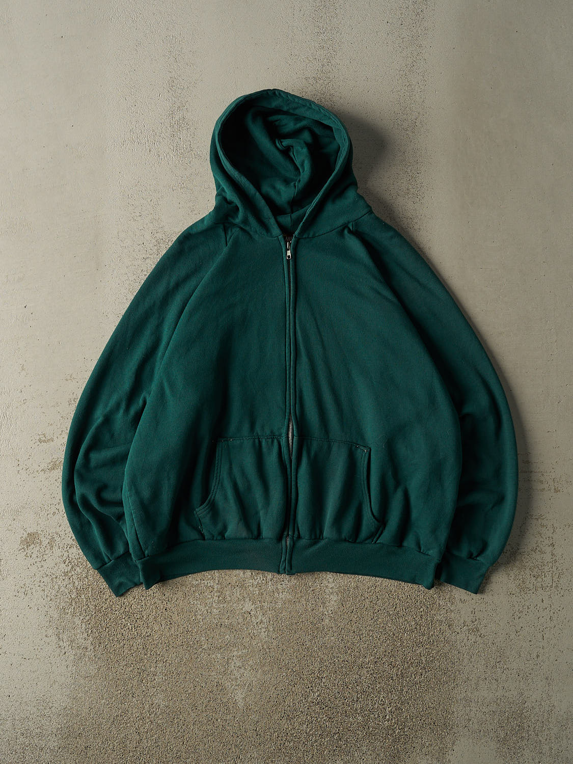 Vintage 80s Green Thermal Lined Zip Up Hoodie (XL)