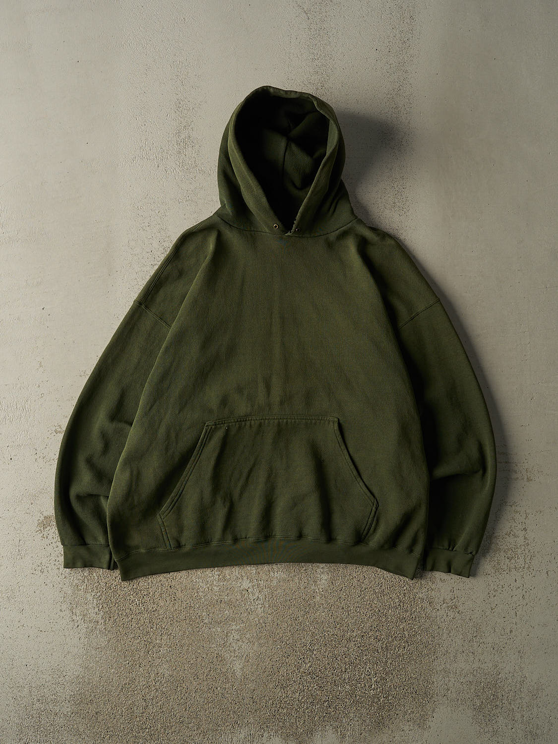 Vintage 90s Sun Faded Green Blank Hoodie (XL)