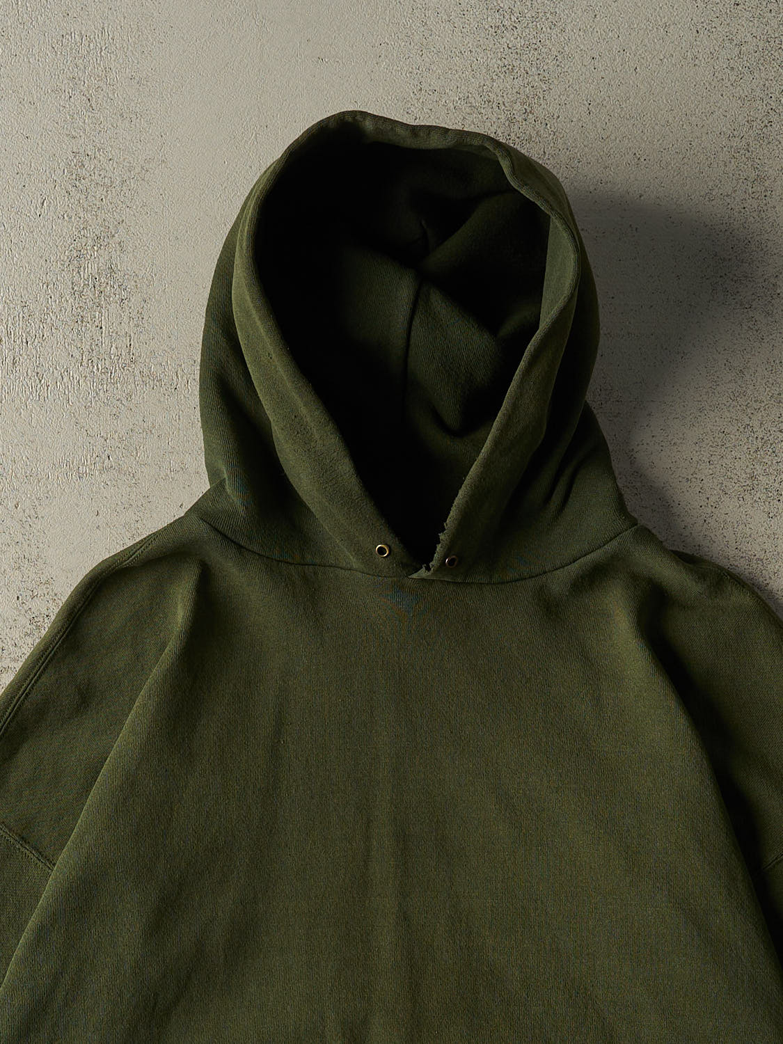 Vintage 90s Sun Faded Green Blank Hoodie (XL)