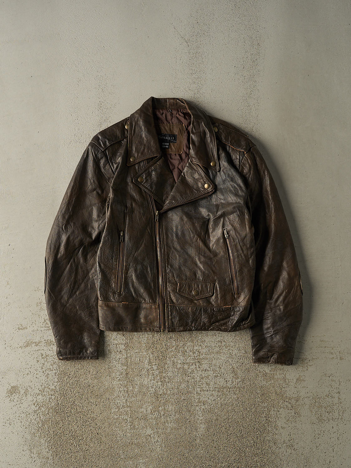 Vintage 90s Brown Biker Leather Jacket (S)