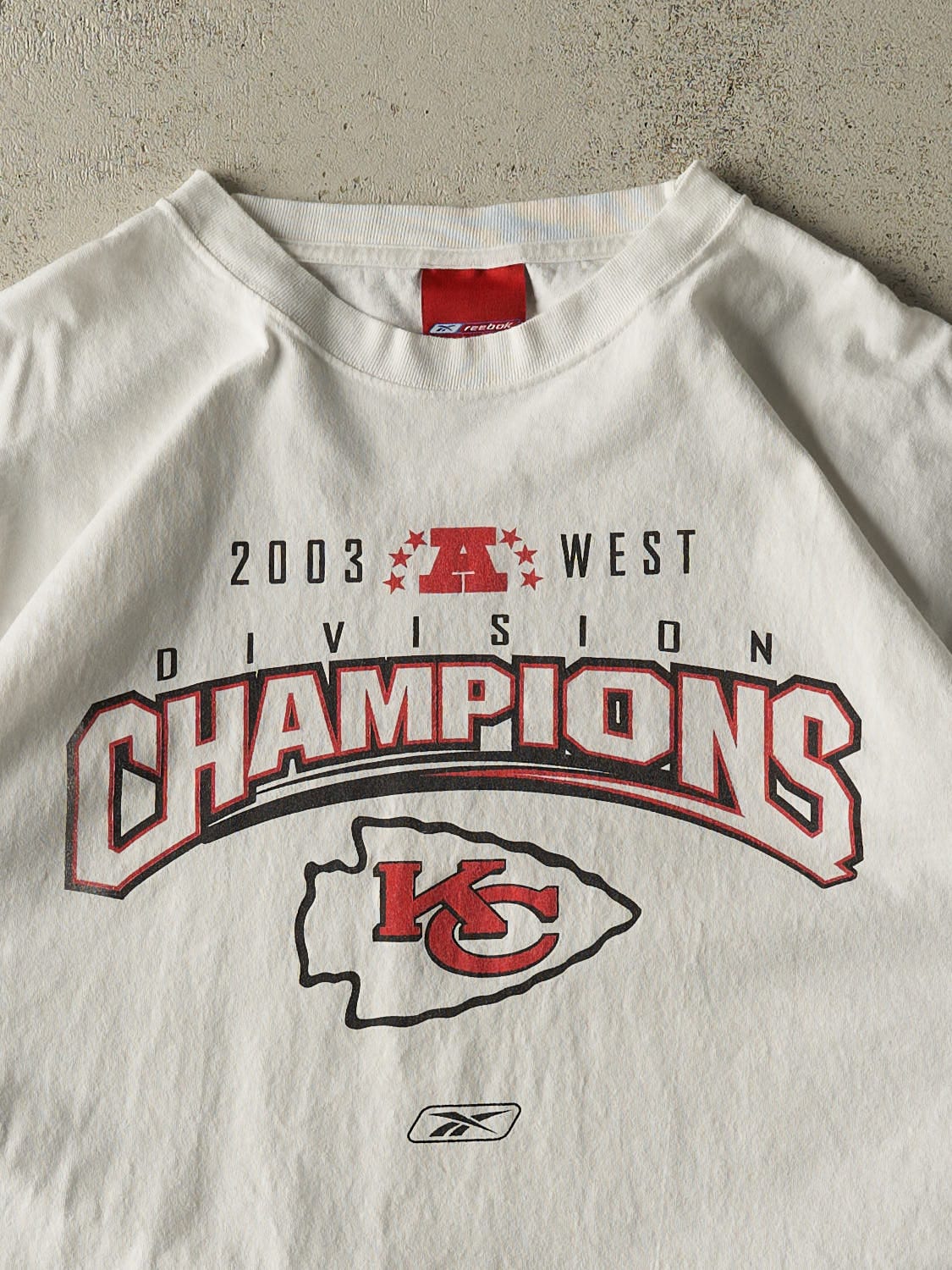 Vintage 03' White Kansas City Chiefs Division Champions Long Sleeve (XL/XXL)