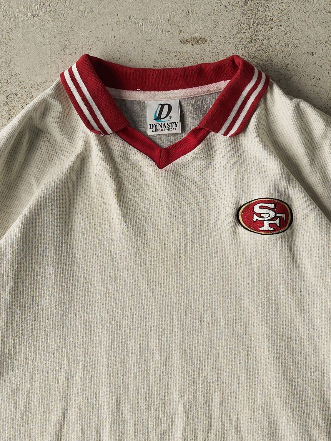 Vintage 90s White San Francisco 49ers Embroidered Collared Tee (L/XL)