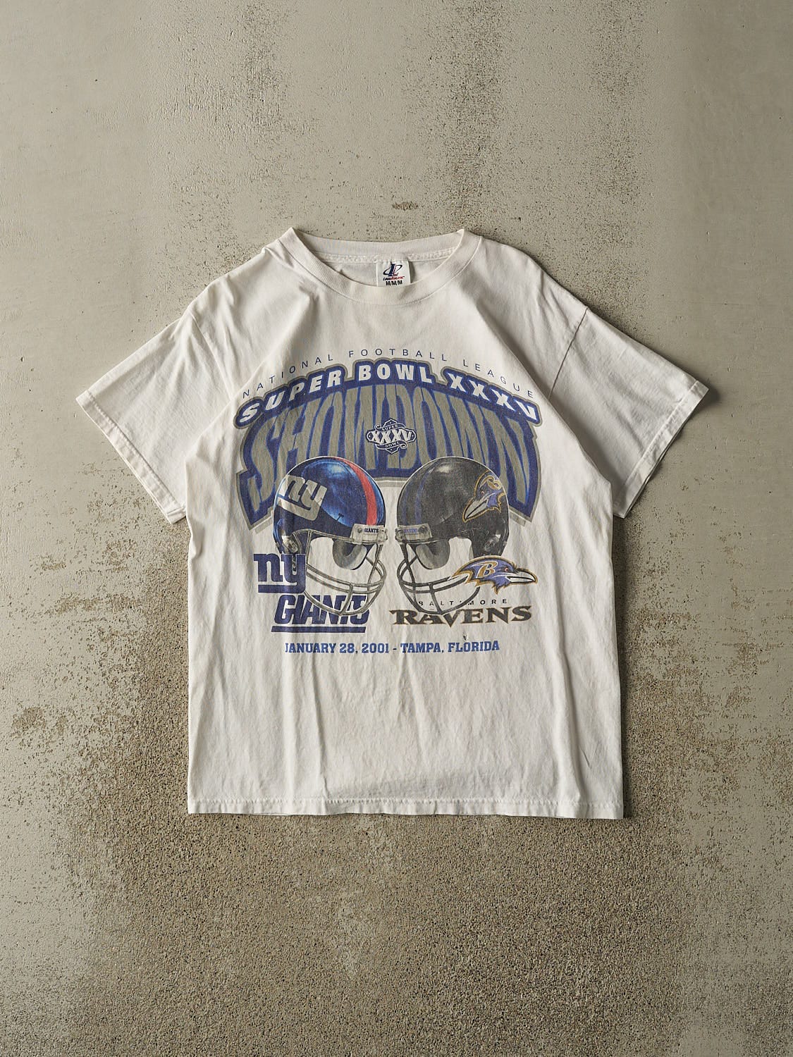 Vintage 01' White Super Bowl XXXV Tee (S/M)