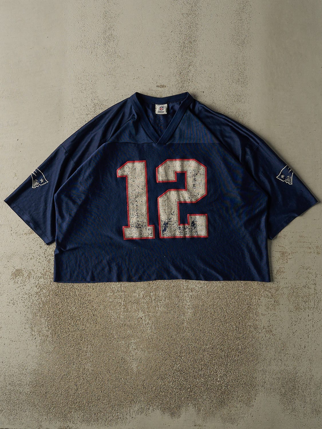 Vintage Y2K Navy Blue New England Patriots #12 Tom Brady Jersey (L)
