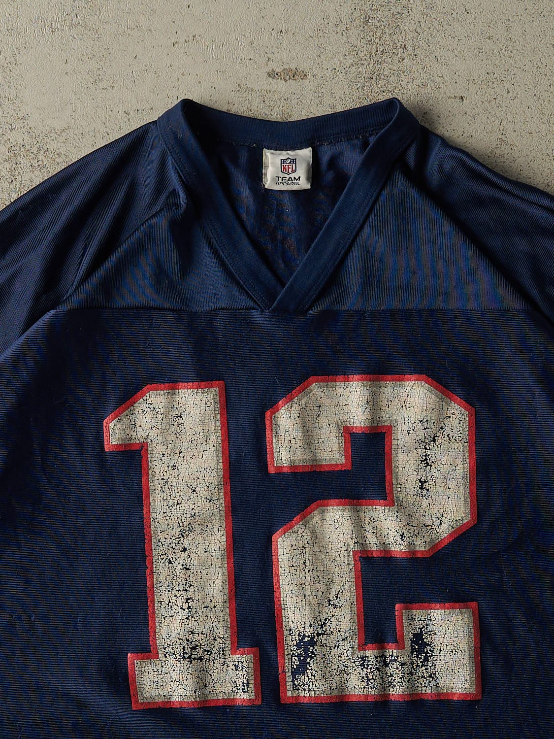 Vintage Y2K Navy Blue New England Patriots #12 Tom Brady Jersey (L)