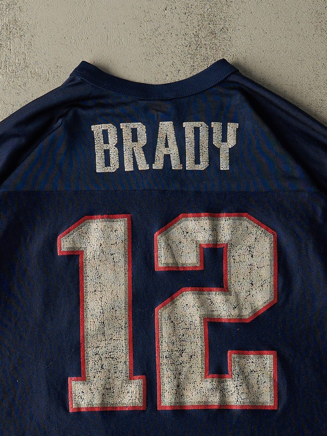 Vintage Y2K Navy Blue New England Patriots #12 Tom Brady Jersey (L)