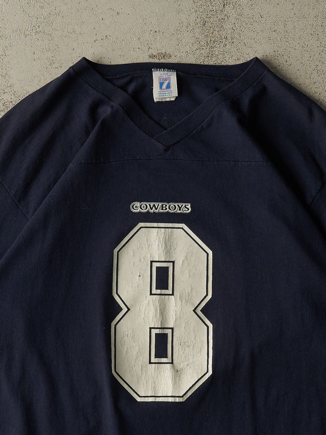Vintage 90s Navy Blue Dallas Cowboys #8 Troy Aikman Jersey Tee (L/XL)