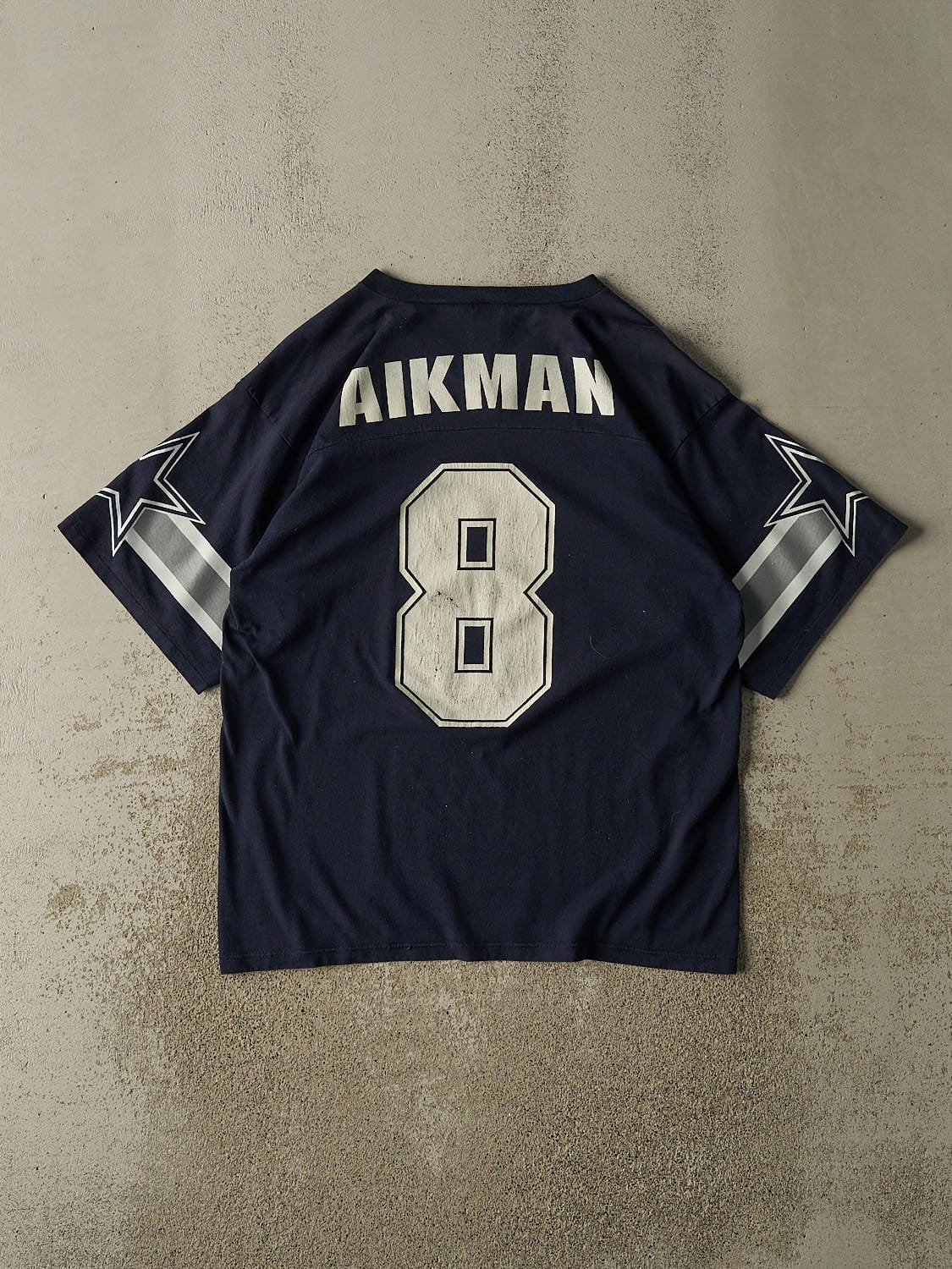 Vintage 90s Navy Blue Dallas Cowboys #8 Troy Aikman Jersey Tee (L/XL)