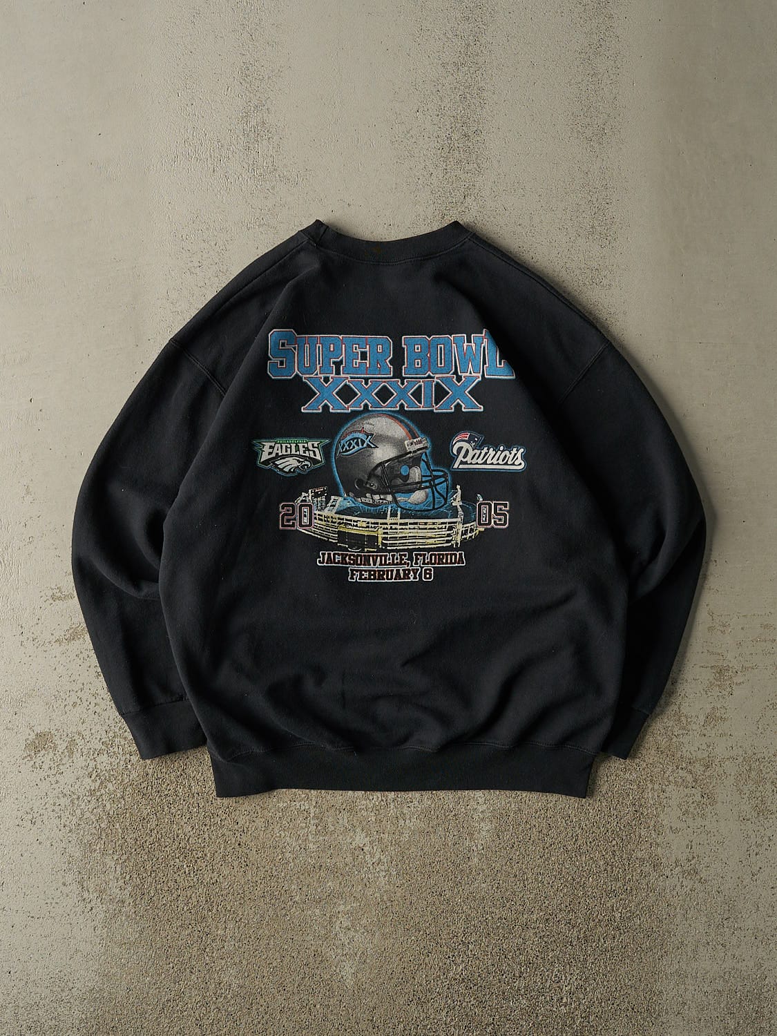Vintage 05' Black Super Bowl XXXIX Crewneck (L/XL)
