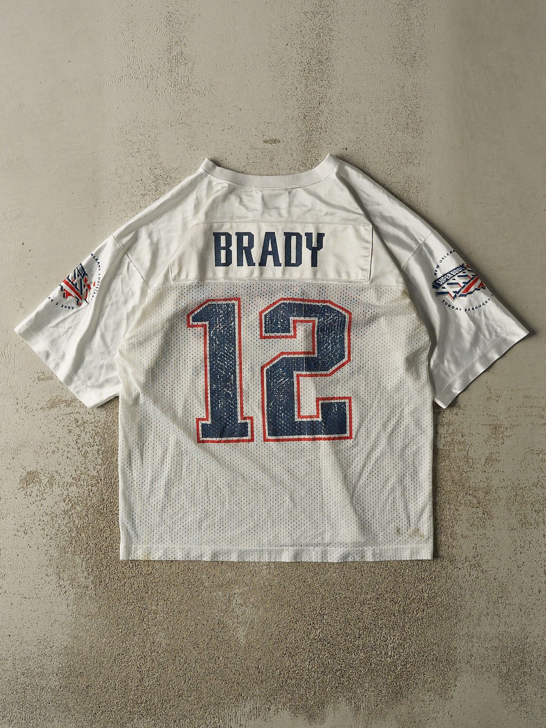 Vintage Y2K White New England Patriots Super Bowl XXVI Champions Jersey (XL)