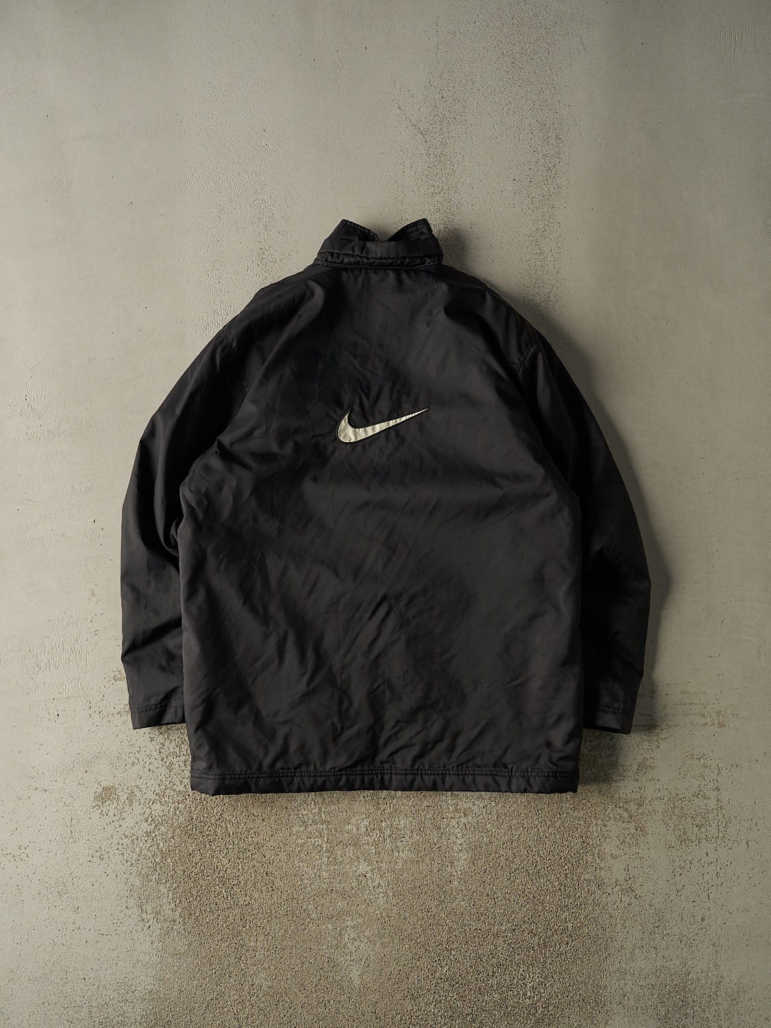 Vintage Y2K Black Nike Embroidered Zip Up Long Jacket (XXL)
